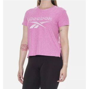 Women’s Reebok Lined Lockup Glow T-Shirt - Short Sleeve Pink Heather Size M